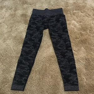 Black and grey camo Gymshark leggings. Size M